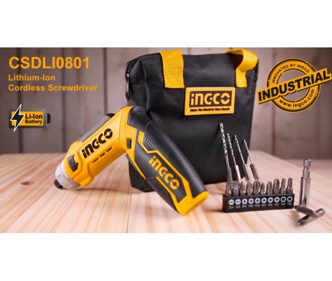 INGCO 8V 6NM 90° Rotatable LithiumIon Cordless Screwdriver with